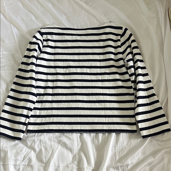 J. Crew Ivory Navy Classic mariner cloth boatneck T-shirt in stripe - Picture 7 of 7